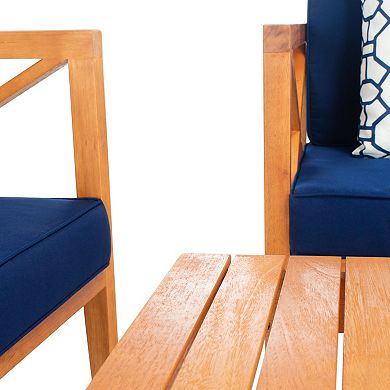 Safavieh Nunzio Indoor / Outdoor Loveseat, Arm Chair, Throw Pillow & Coffee Table 8-piece Set