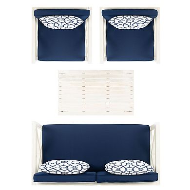 Safavieh Nunzio Indoor / Outdoor Loveseat, Arm Chair, Throw Pillow & Coffee Table 8-piece Set
