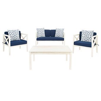 Safavieh Nunzio Indoor / Outdoor Loveseat, Arm Chair, Throw Pillow & Coffee Table 8 pc Set
