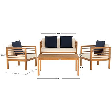 Safavieh Alda Indoor / Outdoor Loveseat, Arm Chair, Throw Pillow & Coffee Table 8-piece Set