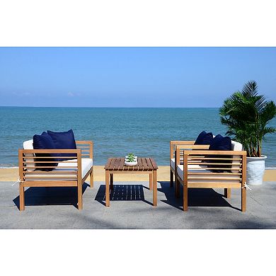 Safavieh Alda Indoor / Outdoor Loveseat, Arm Chair, Throw Pillow & Coffee Table 8-piece Set