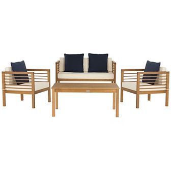 Safavieh Alda Indoor / Outdoor Loveseat, Arm Chair, Throw Pillow & Coffee Table 8 pc Set