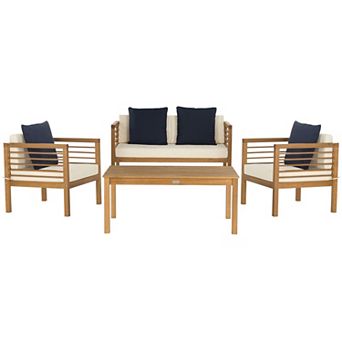 Safavieh Alda Indoor / Outdoor Loveseat, Arm Chair, Throw Pillow & Coffee Table 8 pc Set