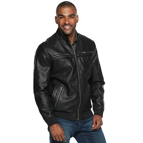Men's XRAY Slim-Fit Faux-Leather Moto Jacket
