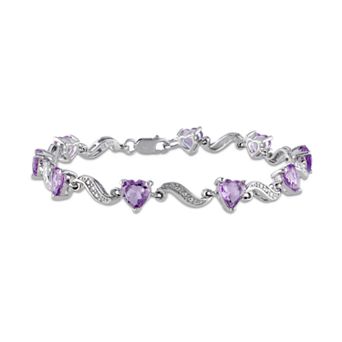 Stella Grace Sterling Silver Amethyst & Diamond Accent Heart Bracelet