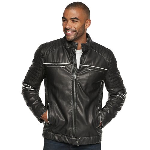 Men's XRAY Slim-Fit Faux-Leather Moto Jacket