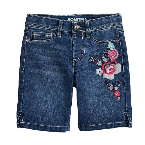 Girls 4-12 SONOMA Goods for Life® Embroidered Flower Denim Shorts