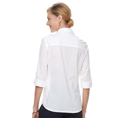 Women's Croft & Barrow® Knit-to-Fit Roll-Tab Shirt