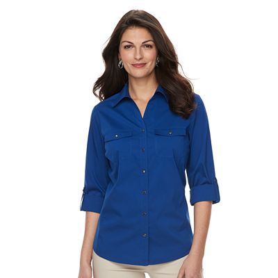 Women's Croft & Barrow Knit-to-Fit Roll-Tab Shirt
