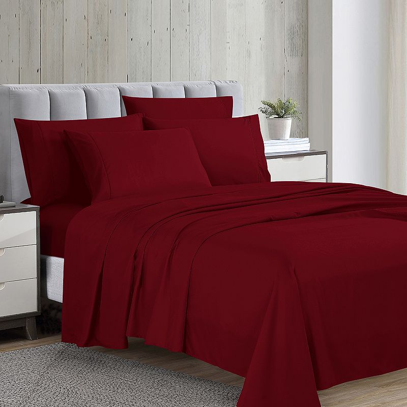 Swift Home Ultra Soft Easy Care Microfiber Sheet Set, Dark Red, King Set