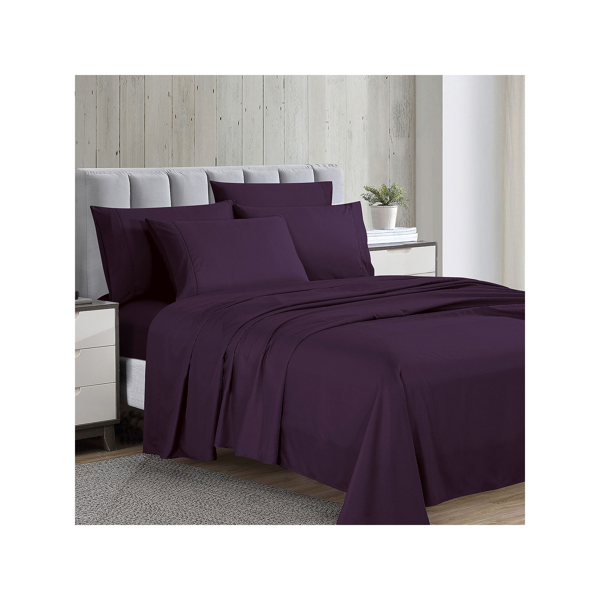 Swift Home Ultra Soft Microfiber Sheet Set with Extra Pillowcases, Eggplant