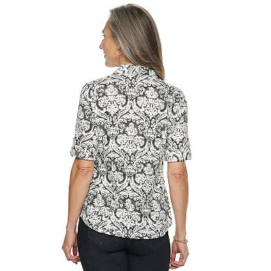 Women's Croft & Barrow® Slubbed Roll-Tab Shirt