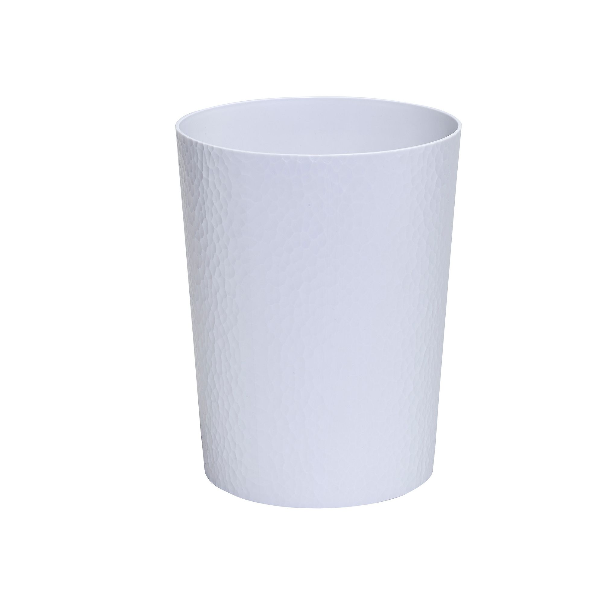 Bath Bliss Hammered Textured Trash Can, White