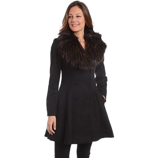 Black fur clearance collar coat womens