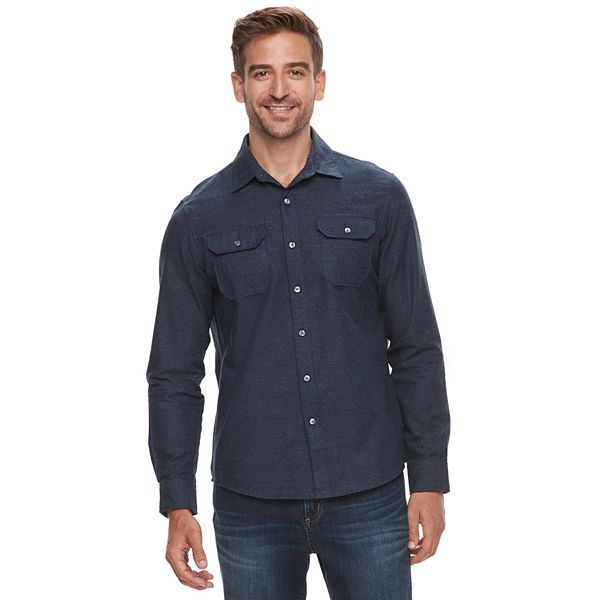 Men's Apt. 9® Brushed Nep 2-Pocket Woven Button-Down Shirt