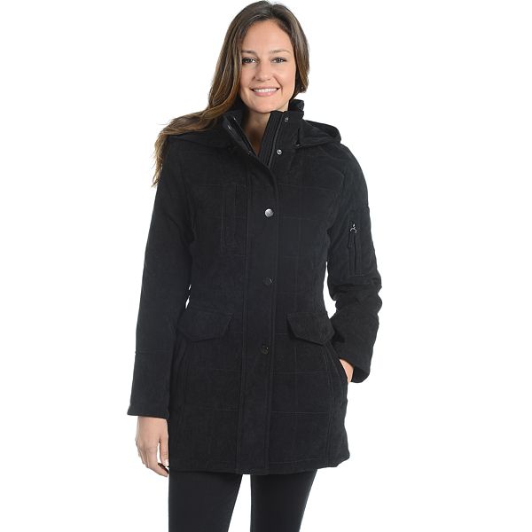 Women's Fleet Street Hooded Quilted Faux-Suede Jacket