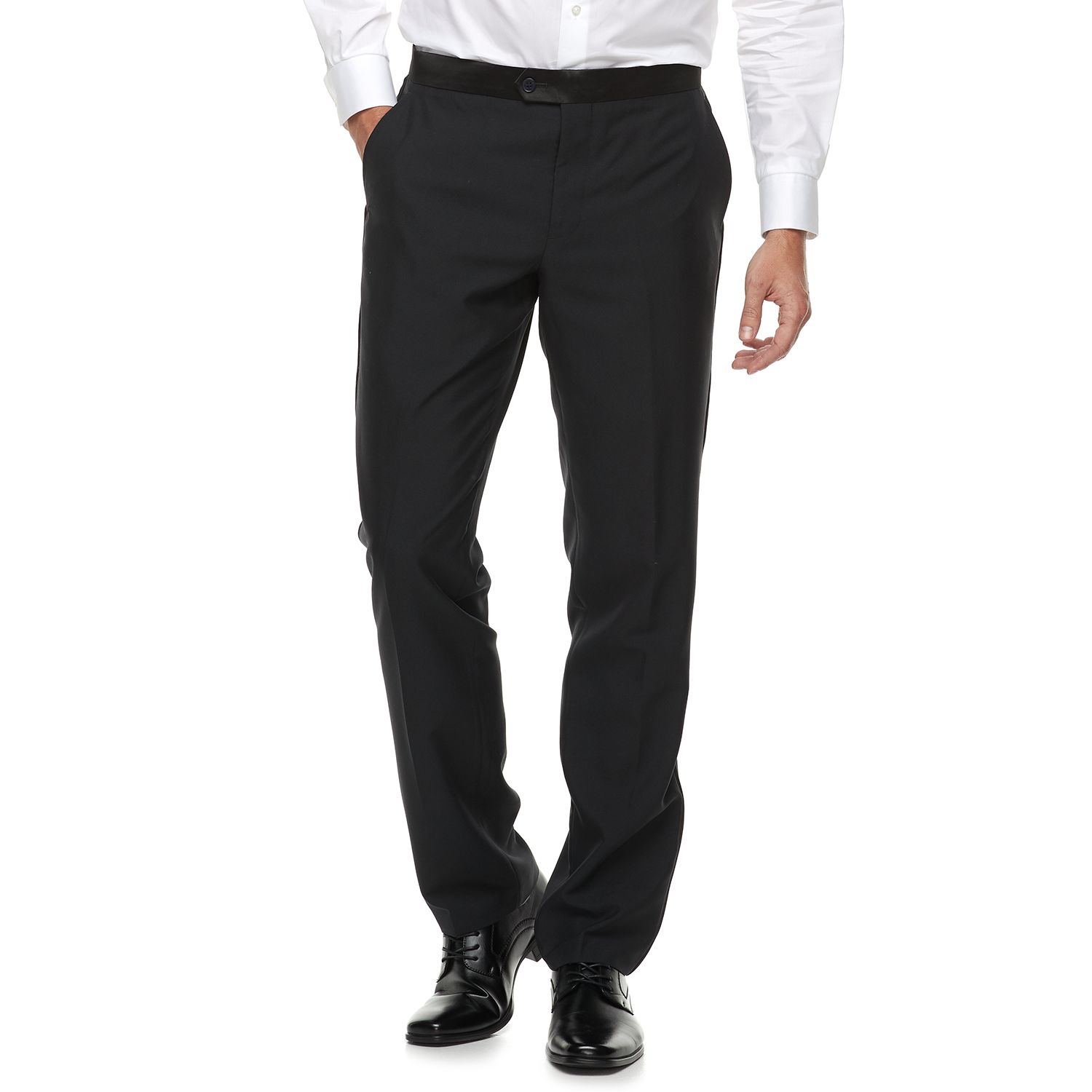 black slim fit tuxedo pants