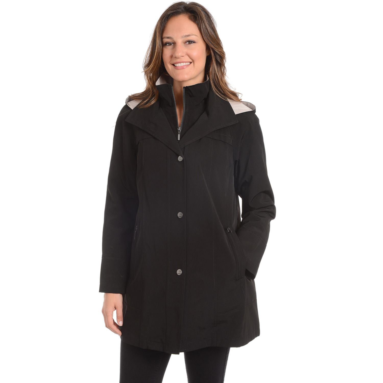 black hooded trench coat womens