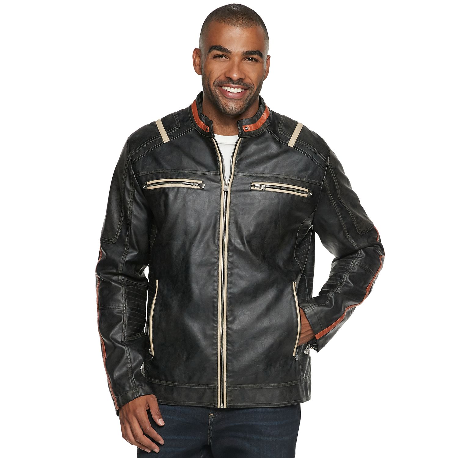 faux leather racer jacket