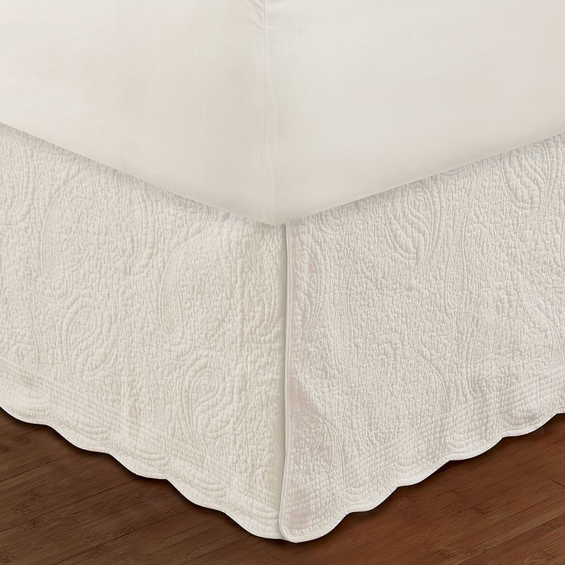 Paisley Quilted Ivory Bedskirt, Natural, Twin