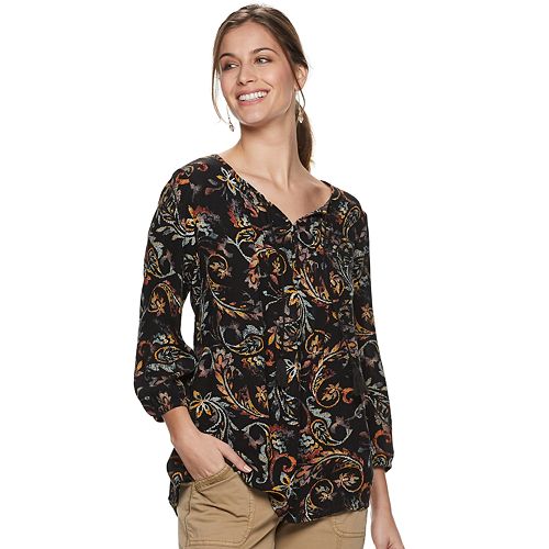 Women's SONOMA Goods for Life™ Printed Pintuck Peasant Top