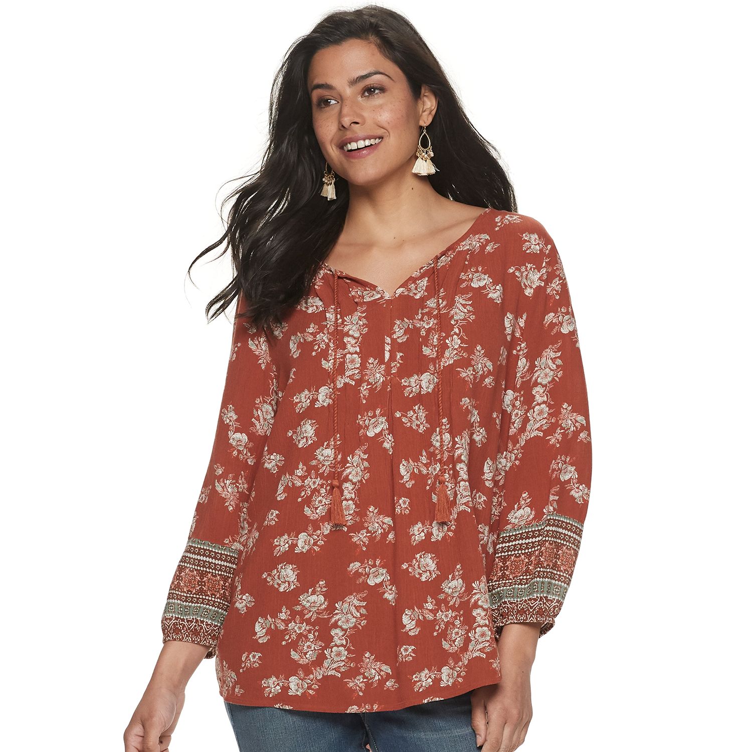 womens petite peasant tops