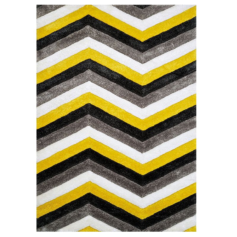 United Weavers Finesse Mellow Geometric Shag Rug, Yellow, 5X7 Ft