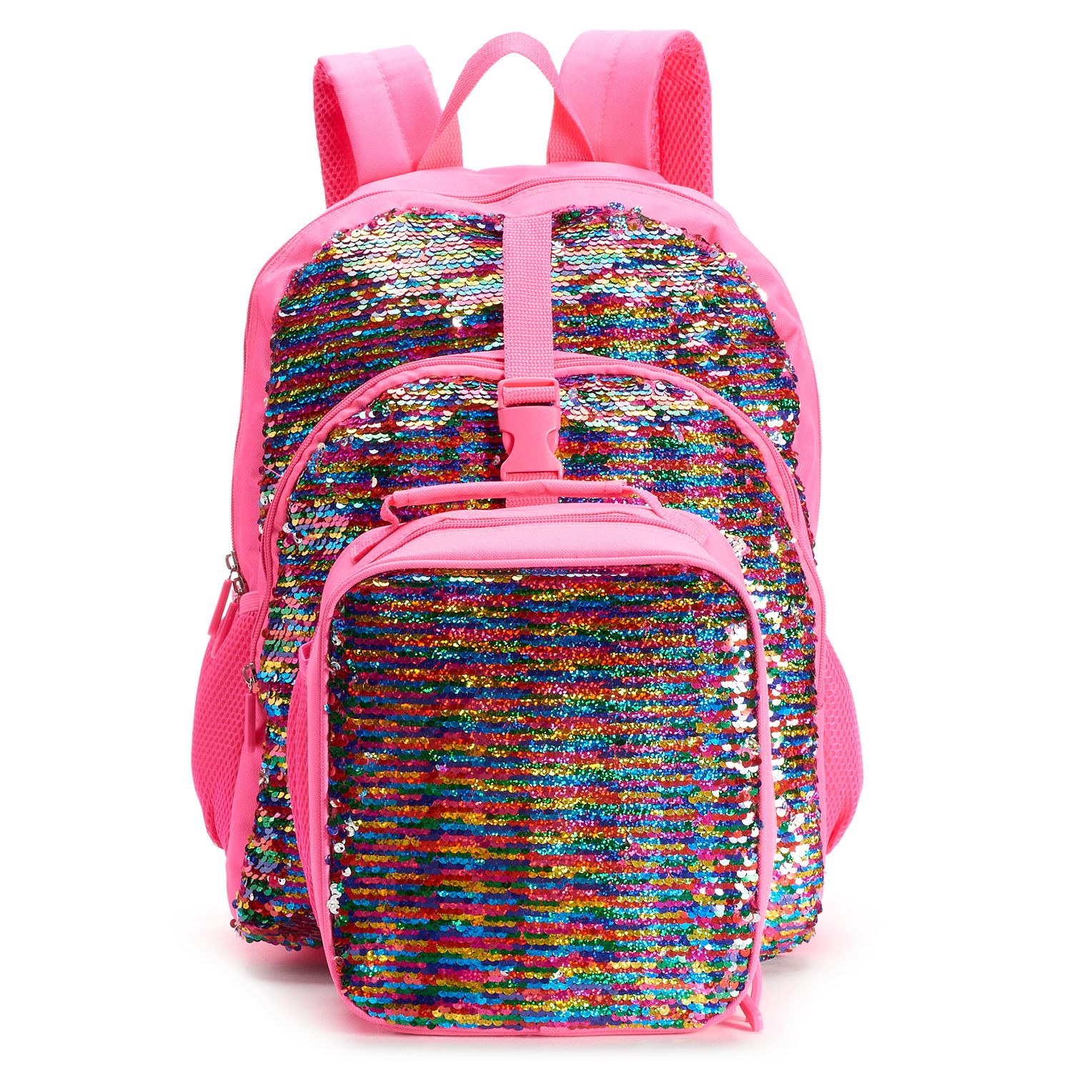 sequin backpack and lunchbox