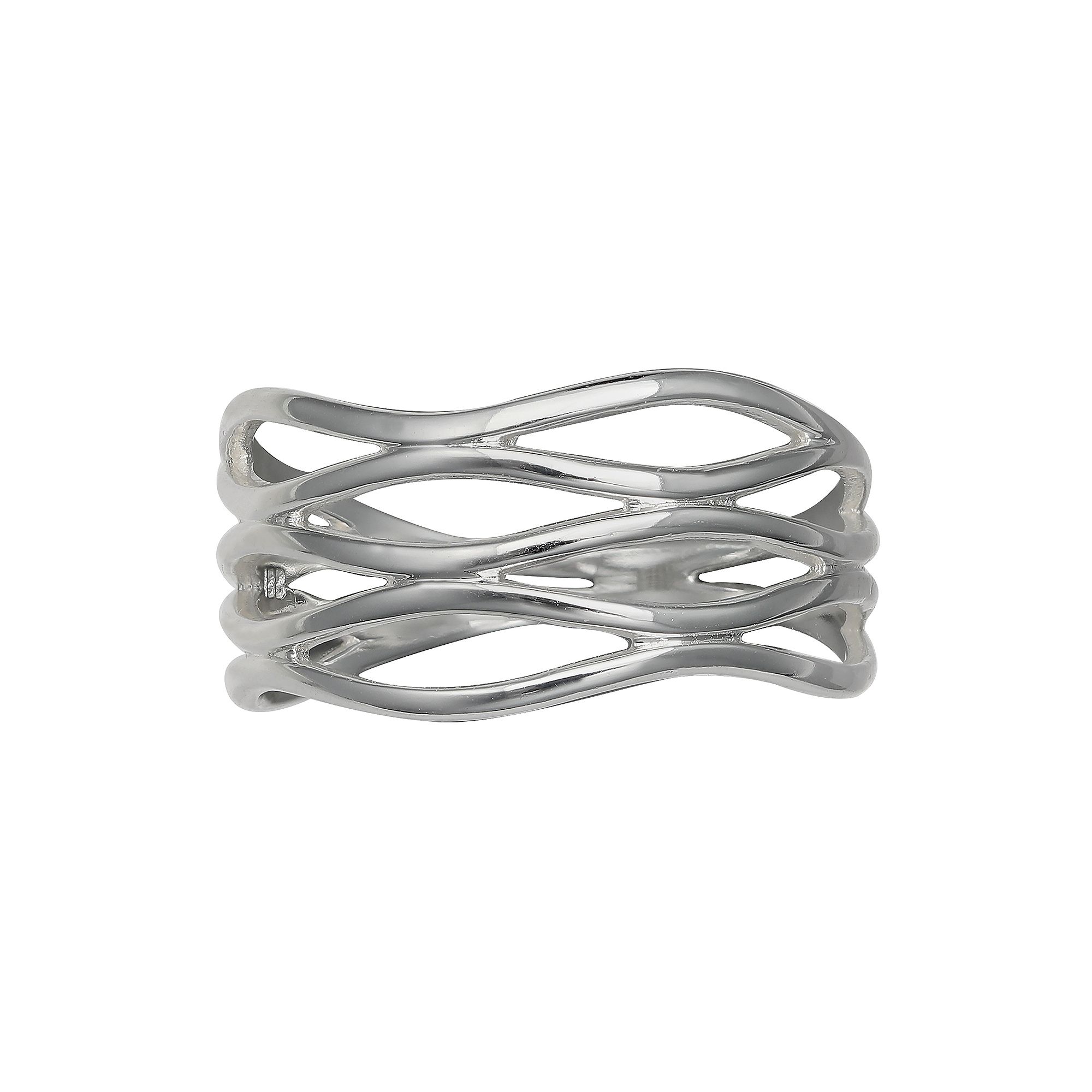 PRIMROSE Sterling Silver Wave Ring, Womens, Size: 9