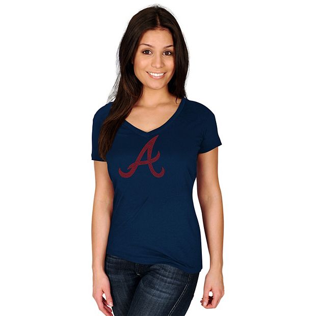 Atlanta Braves MLB Majestic Women's Plus Size 3/4 Sleeve Graphic T- Shirt