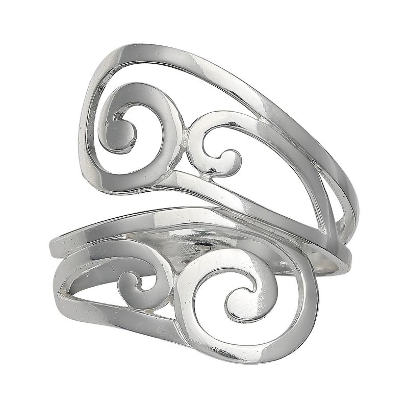 PRIMROSE Sterling Silver Filigree Bypass Ring, Womens, Size: 8