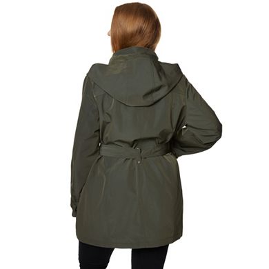 Plus Size Wildflower Hooded Belted Rain Jacket