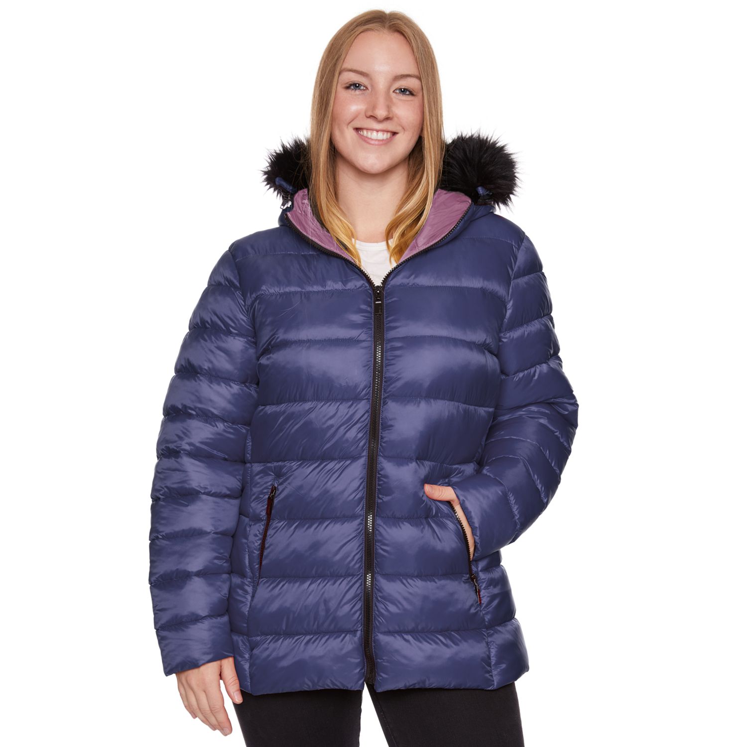 plus size puffer vest with fur hood