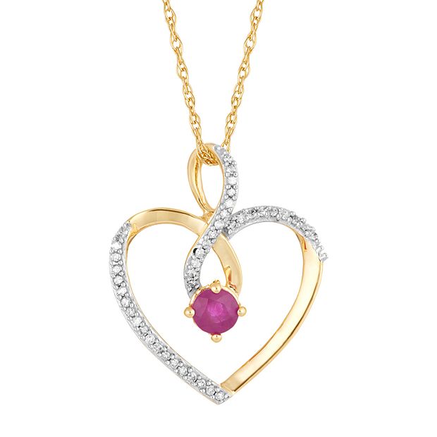 0.82 carat Heart Cut Pink Sapphire Pendant Necklace in 14k yellow gold