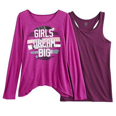 Girls 7-16 & Plus Size SO® Racerback Tank Top & Long Sleeve Tee Set