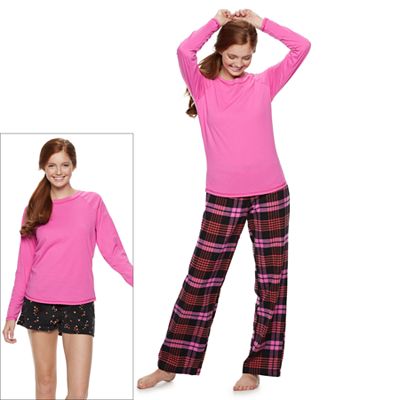 Juniors SO 3 piece Sleep Tee Pants Sleep Shorts Pajama Set