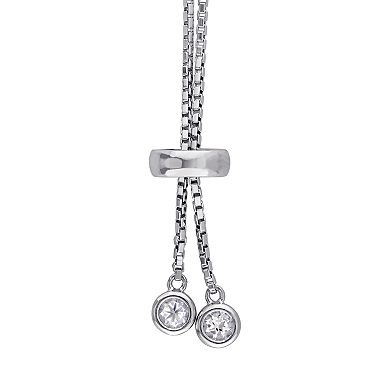 Stella Grace Sterling Silver White Topaz Bolo Bracelet