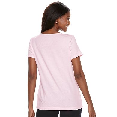 Women's Croft & Barrow® Mixed-Media Lace Tee