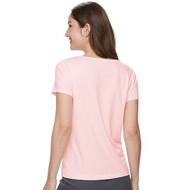 Women's Croft & Barrow® Mixed-Media Lace Tee