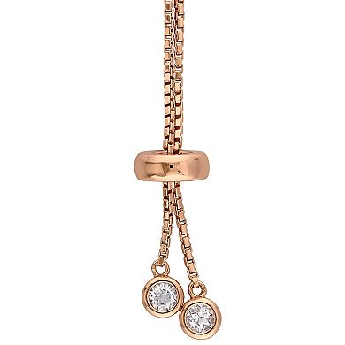 Stella Grace Rose Gold Tone Sterling Silver White Topaz Bolo Bracelet