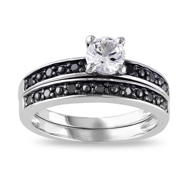 Stella Grace Sterling Silver Lab-Created White Sapphire & 1/10 Carat T ...
