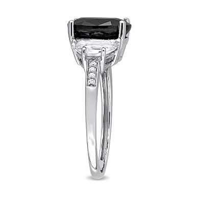 Stella Grace Sterling Silver Black Sapphire, Lab-Created White Sapphire & Diamond Accent Ring