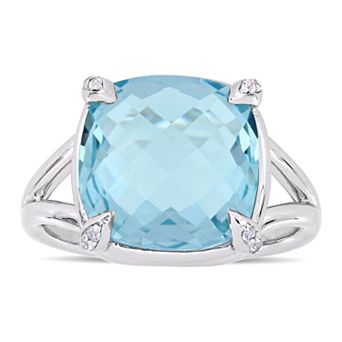 Stella Grace Sterling Silver Sky Blue Topaz & White Topaz Ring