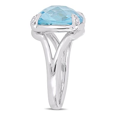 Stella Grace Sterling Silver Sky Blue Topaz & White Topaz Ring