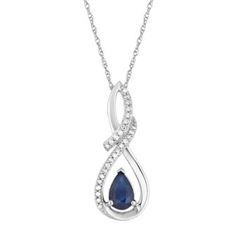 Lovemark 10k White Gold Sapphire & Diamond Accent Drop Pendant Necklace