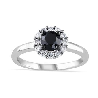 Stella Grace 10k White Gold 1 Carat T.W. Black & White Diamond Halo Engagement Ring