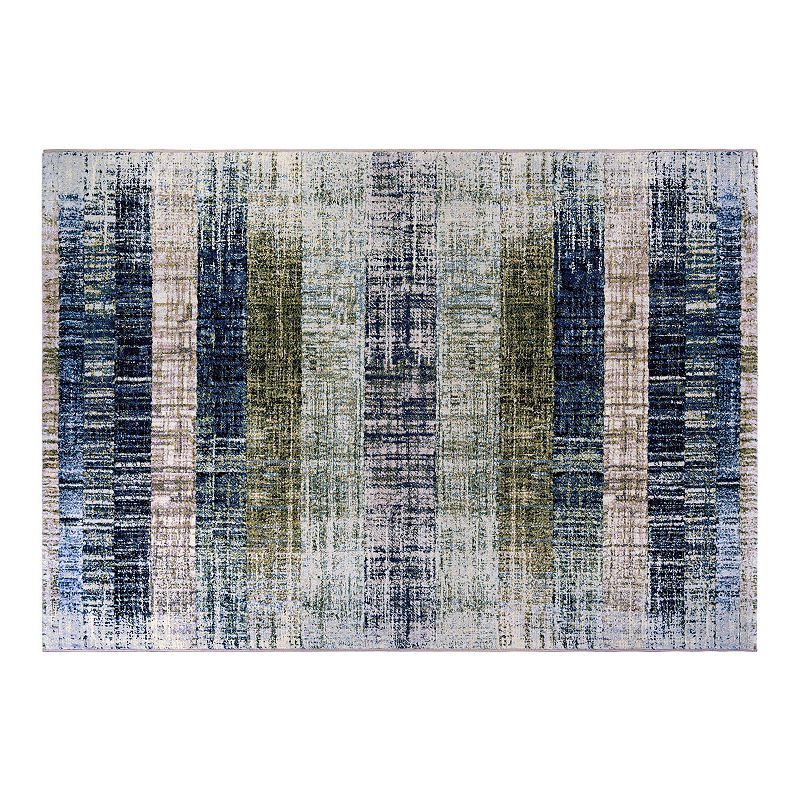 Couristan Easton Distress Abstract Striped Rug, Green Blue, 6.5X9.5 Ft