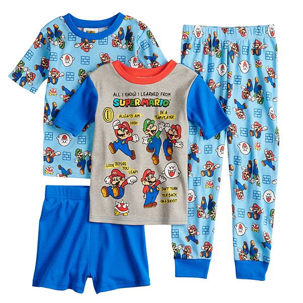 Boys 6 12 Super Mario Bros 4 Piece Pajama Set - super mario luigi pants roblox