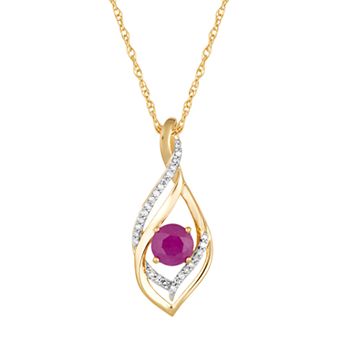 10k Gold Ruby & Diamond Accent Pendant Necklace