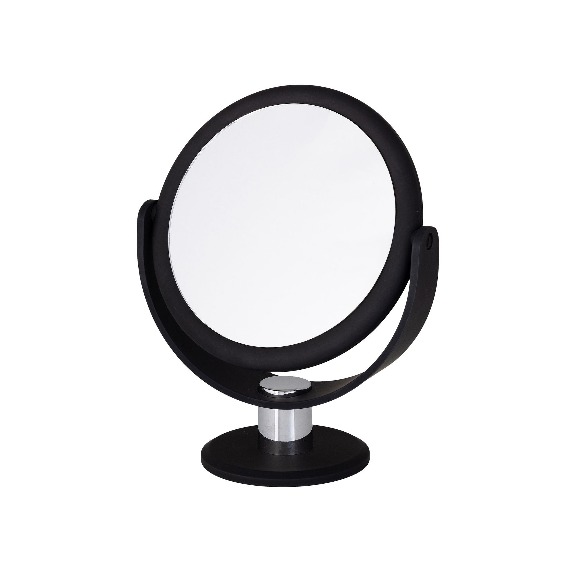 Bath Bliss Dual Sided Rubberized Vanity Mirror, Black
